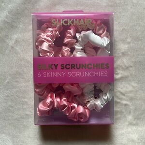 NWT Slickhair Skinny Silky Scrunchies Set of 6 Pink Scrunchies